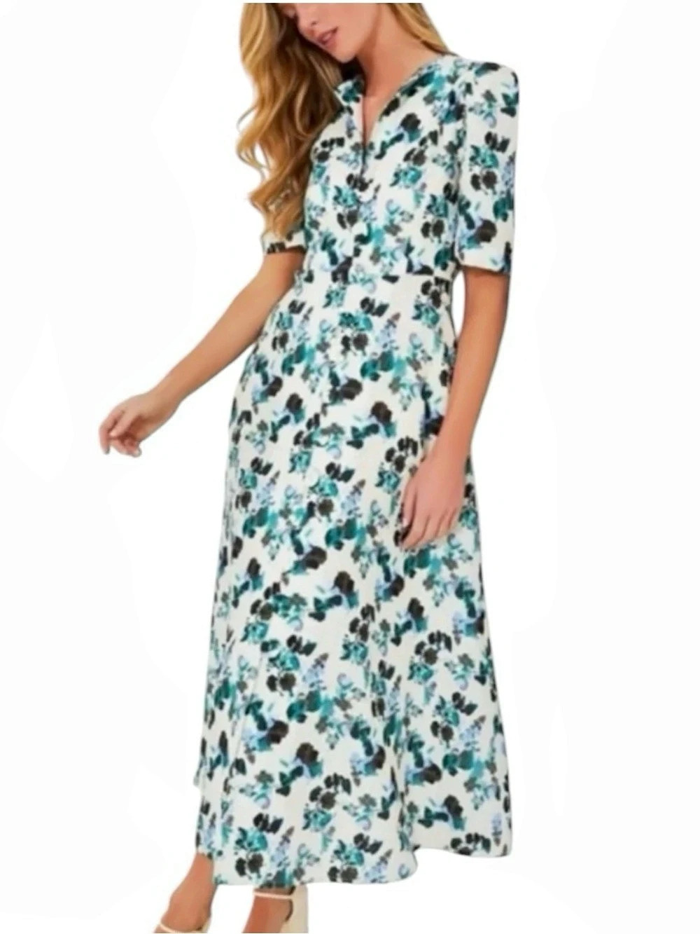 Tuckernuck Floral Midi Dress in Blue Blooms Size XXL